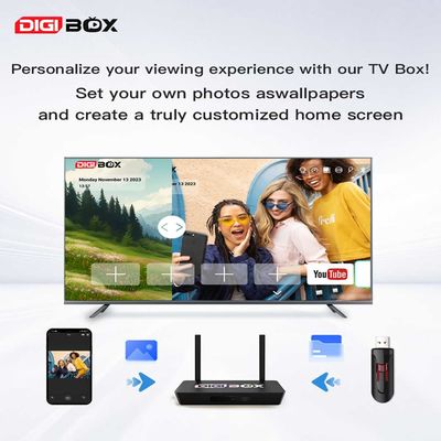 Digbox 64 Go Android 12 Box 4K 60fps 6K 30fps TV Box avec commande vocale
