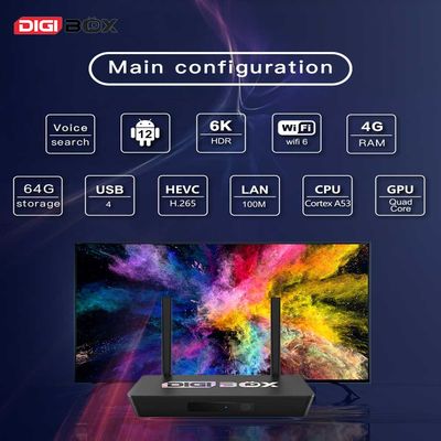 Digibox 2.4Ghz 5.8Ghz Smart TVbox avec D3 Plus contrôle vocal télécommande télécommande